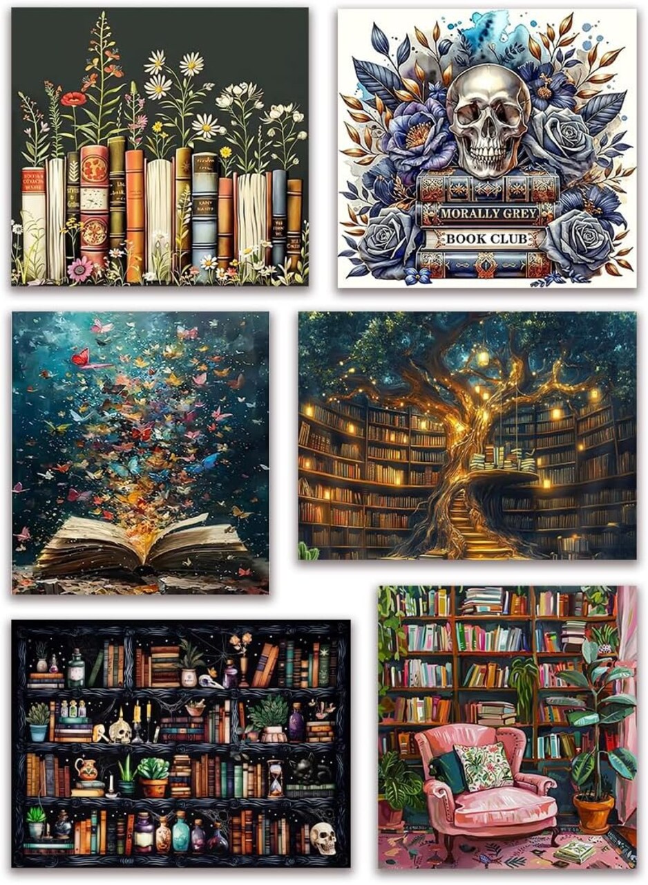 6-Pack Book Diamond Painting Kits for Adults – 5D Full Drill DIY Diamond Dot Art, Beginners-Friendly, Home Wall Decor, 12x16 & 14x14 Inch